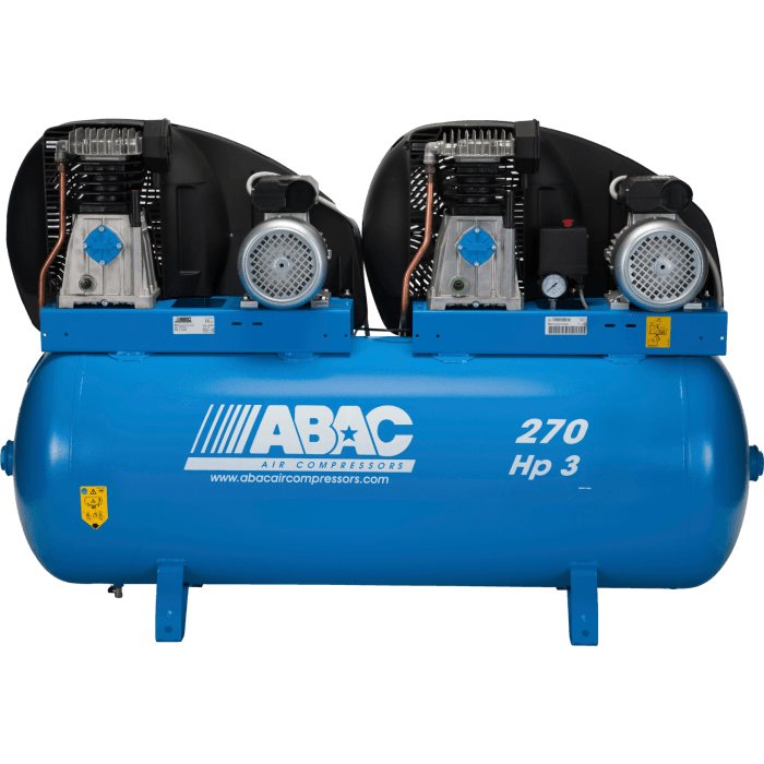 ABAC Pro A39 270 FM3 Tandem 3 + 3Hp, 270Ltr (230V) (c.f.m. - 28, L/min ...