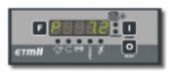 Digital display with numbers '2' and '7' on a white background