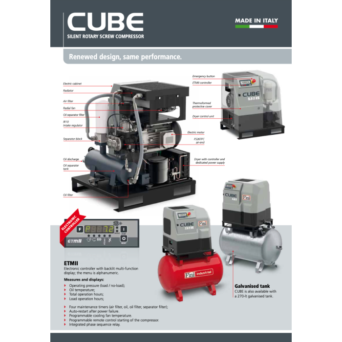 New FINI CUBE 7.510 Floor Mounted with Dryer (c.f.m. - 37.1, L/min. - 1050)