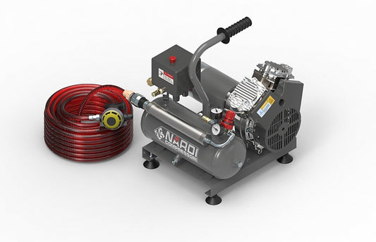 NARDI Hookah - 0.8kW, 10 Bar 7Lt Receiver 12/24V Oil Free (c.f.m. - 8.6, L/min. - 240)