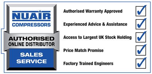 NuAir SO2/50CM2 1.5kW, 8 Bar, 50Lt Receiver, 230v(c.f.m. - 8.1, L/min. - 230) - The Compressor Warehouse